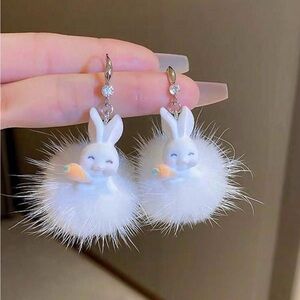 Cute Fluffy Bunny Earrings